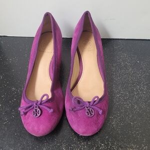 Tory Burch Plum Suede Wedge Heels